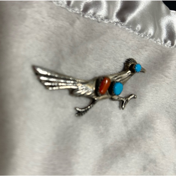 Navajo jewelry vintage Roadrunner brooch - Picture 11 of 12